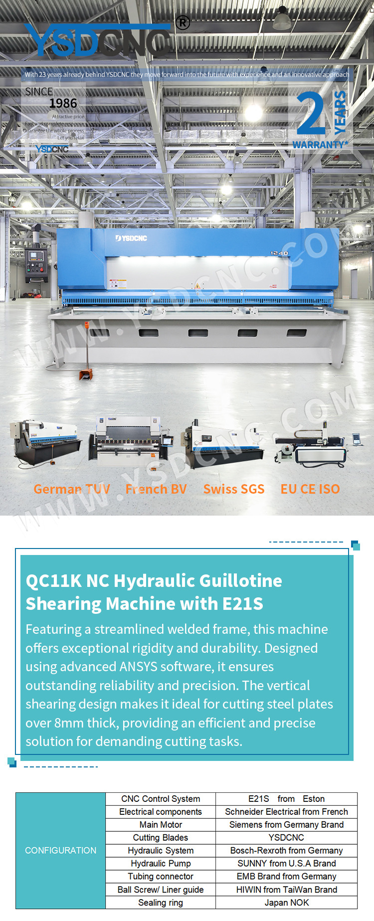 QC11K 12x4000 Hydraulic Guillotine Shearing Machine with E21S (4) QC11K 12x4000 液压闸式剪板机配 E21S (4)