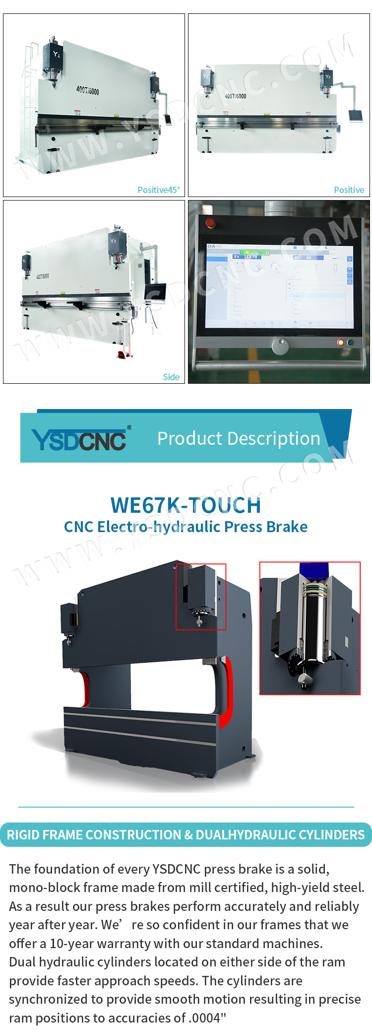WE67k400ton6000 液压数控折弯机，数控板料折弯机配 DA-69S (6)